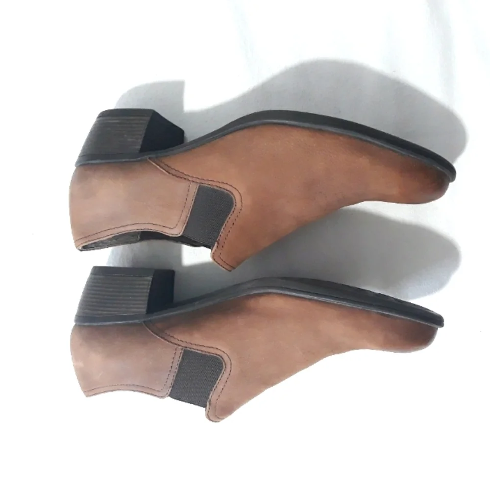 Munro American Tan Boots Leather Loafer Heels Bootie Size 11 M